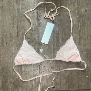 Beach Bunny Pink Lace Triangle Bikini Top NWT
